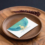 Carte De Visite Elégant Aquarelle Méditation Or Yoga Instructeur<br><div class="desc">Elégant Aquarelle Turquoise et Faux Gold Foil Méditation Posture Yoga Instructor Modèle de carte de visite</div>