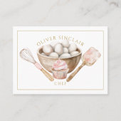 Carte De Visite Elégant Aquarelle Moderne Chef Caterer Baker (Devant)