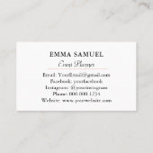 Carte De Visite Elégant Aquarelle Pink Peonies Floral (Dos)