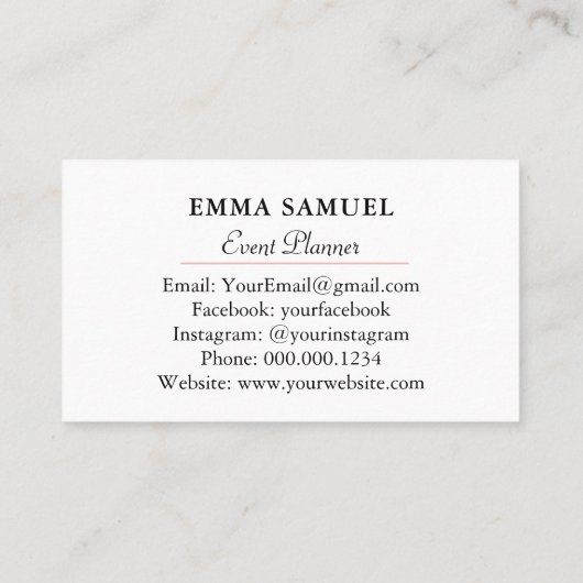 Carte De Visite Elégant Aquarelle Pink Peonies Floral (Dos)