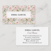 Carte De Visite Elégant Aquarelle Pink Peonies Floral (Devant / Derrière)