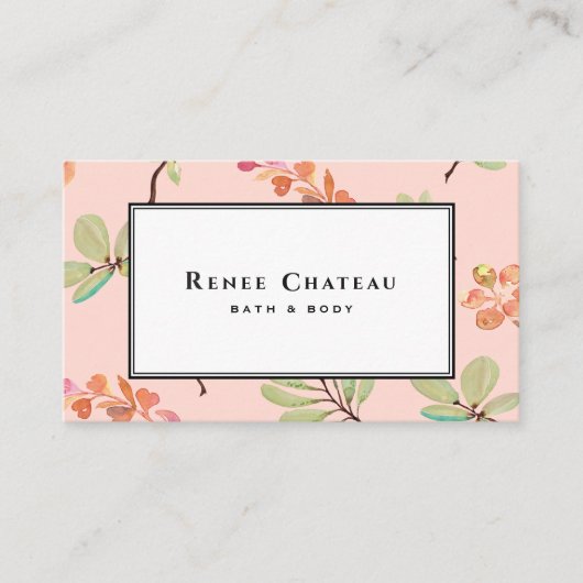 Carte De Visite Elégant Aquarelle rose Peach Professionnel (Devant)