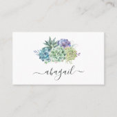Carte De Visite Elégant aquarelle Succulent Floral Professionnel (Devant)