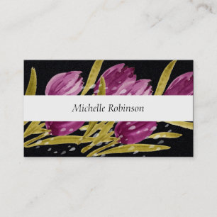 Carte De Visite Elégant Aquarelle Tulip Flowers Professionnel