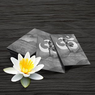 Carte De Visite Élégant Aquarelle Yoga Méditation Pose Om Symbole