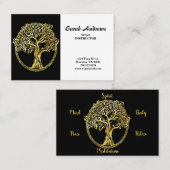 Carte De Visite Elégant Arbre De Vie Instructeur De Yoga (Devant / Derrière)