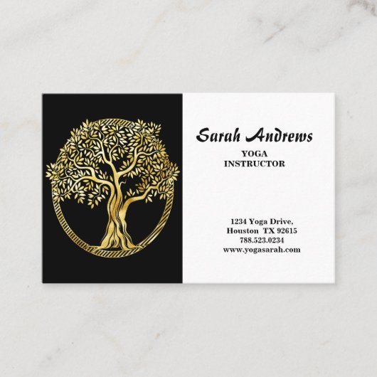 Carte De Visite Elégant Arbre De Vie Instructeur De Yoga (Devant)
