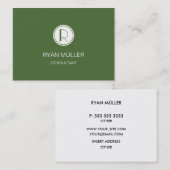 Carte De Visite Élégant arbre professionnel et monogramme (Devant / Derrière)