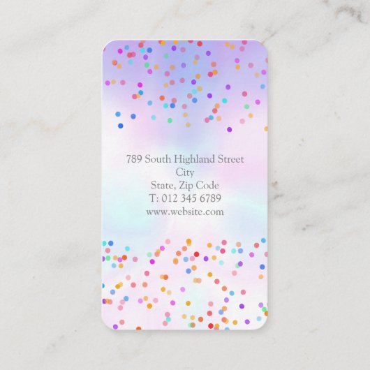Carte De Visite Élégant arc-en-ciel holographique Confetti (Dos)