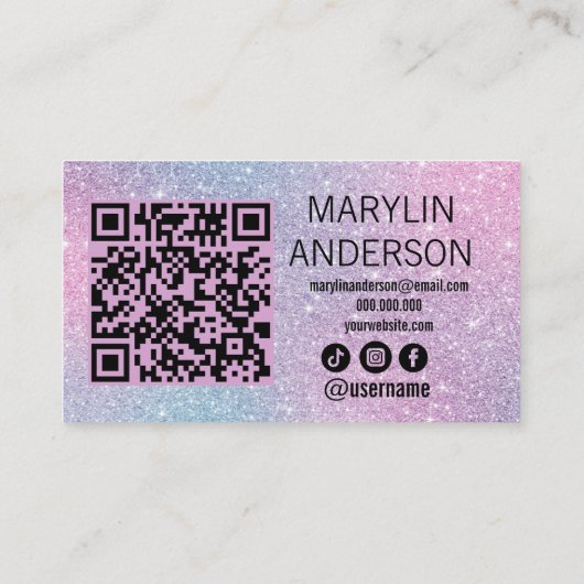 Carte De Visite Elégant arc-en-ciel Parties scintillant dégradé La (Dos)