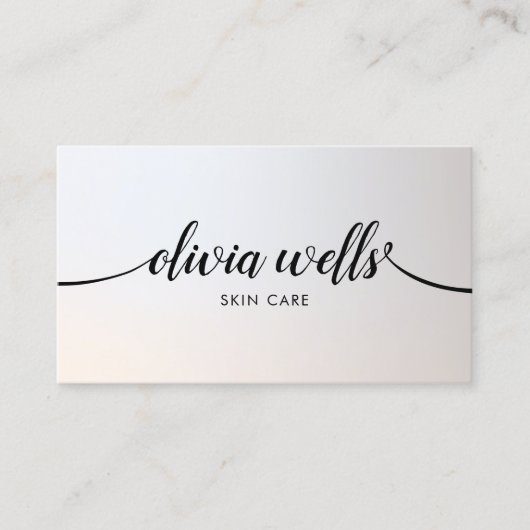 Carte De Visite Élégant Argent Calligraphie manuscrite Salon Spa (Devant)