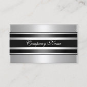 Carte De Visite Élégant argent Chrome métal noir (Devant)