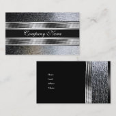 Carte De Visite Elégant Argent Chrome Métal Noir 2 (Devant / Derrière)