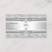 Carte De Visite Elégant Argent Classé Embossé Aspect Floral (Dos)