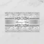 Carte De Visite Elégant Argent Classé Embossé Aspect Floral (Devant)