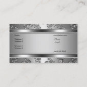 Carte De Visite Elégant Argent Classé Embossé Aspect Floral (Dos)