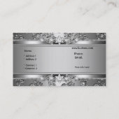 Carte De Visite Élégant Argent Classé Embossé Diamant Image (Dos)