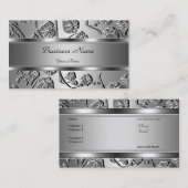 Carte De Visite Élégant Argent Classy Embossé Image (Devant / Derrière)