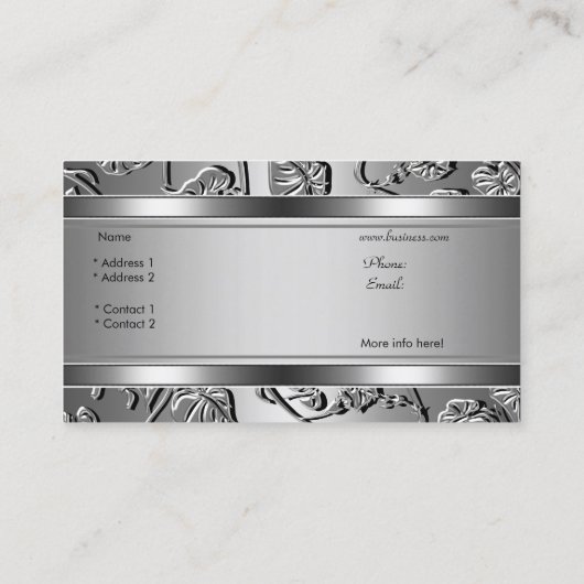 Carte De Visite Élégant Argent Classy Embossé Image (Dos)