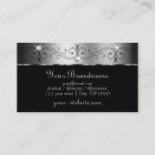 Carte De Visite Élégant Argent et Black bijoux Squigglés Monogramm (Dos)