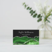 Carte De Visite Élégant argent et vieillissement vert foncé (Debout devant)