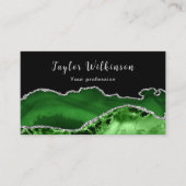 Carte De Visite Élégant argent et vieillissement vert foncé (Devant)