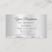 Carte De Visite Élégant Argent Glamour avec Initiales Élégant (Dos)