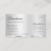 Carte De Visite Élégant Argent Glamour avec Monogramme élégant (Dos)
