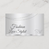 Carte De Visite Élégant Argent Glamour avec Monogramme élégant (Devant)