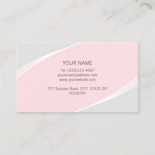 Carte De Visite Elégant Argent Moderne, Coral Rose & Blanc (Dos)