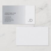 Carte De Visite Élégant Argent moderne Monogramme professionnel Pl (Devant / Derrière)