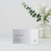 Carte De Visite Élégant Argent moderne Monogramme professionnel Pl (Debout devant)