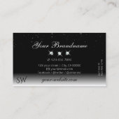 Carte De Visite Élégant Argent Noir Étincelant Diamants Initiales (Dos)