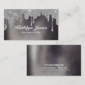 Carte De Visite Elégant Argent Or goutte maquillage beauté cheveux (Devant / Derrière)