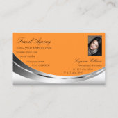 Carte De Visite Élégant Argent Orange avec Photo Sparkle Diamond (Dos)