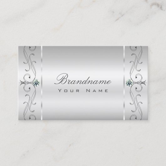 Carte De Visite Élégant Argent Ornat Squigglé Bijoux Ornemental (Devant)