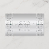 Carte De Visite Élégant Argent Ornate Squigglé Bijoux Monogramme (Devant)