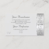 Carte De Visite Élégant Argent Orné Diamètre Étincelant Monogramme (Dos)