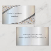 Carte De Visite Elégant Argent Professionnel Moderne, Marbre (Devant / Derrière)