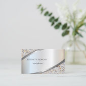 Carte De Visite Elégant Argent Professionnel Moderne, Marbre (Debout devant)