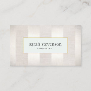 Carte De Visite Élégant Argent rayé et Beige Professionnel