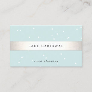 Carte De Visite Élégant Argent rayé White Stars Planificateur d'év