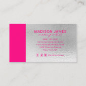 Carte De Visite Elégant Argent Rose Chic Moderne Artiste maquillag (Dos)