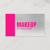 Carte De Visite Elégant Argent Rose Chic Moderne Artiste maquillag (Devant)