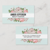 Carte De Visite Élégant Arrière - plan de cadre de fleurs (Devant / Derrière)
