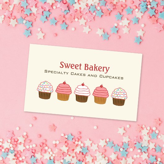 Carte De Visite Élégant Arrière - plan de crème Cupcake de boulang