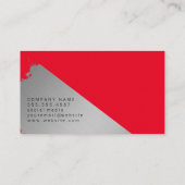 Carte De Visite Élégant Arrière - plan rouge brossé argent (Dos)