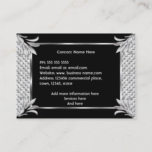 Carte De Visite Elégant Art Déco Art Déco noir en rotin argenté (Dos)