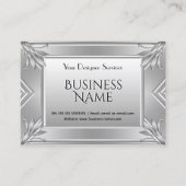 Carte De Visite Elégant Art Déco Moderne Faux Argent Metal Chrome (Devant)