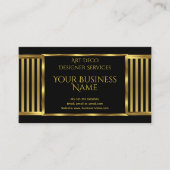 Carte De Visite Elégant Art Déco moderne Gold Black Stripe 2 (Devant)
